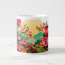 "Mug de Café de Jardim Floral Colorida"