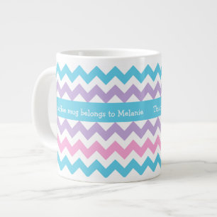 Caneca De Café Grande Mug De Café Jumbo Personalizado, Cevrons Multicol