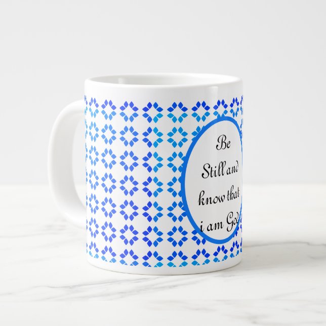 Caneca De Café Grande Mug de citação Inspiracional Azul e Branco (Frente Esquerda)