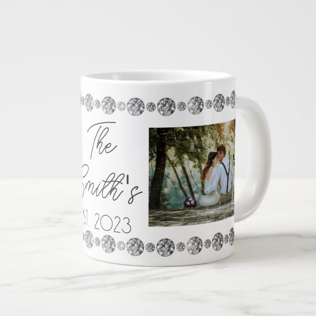 Caneca De Café Grande Mug de Especialidade de Casamento Personalizado (Frente Esquerda)