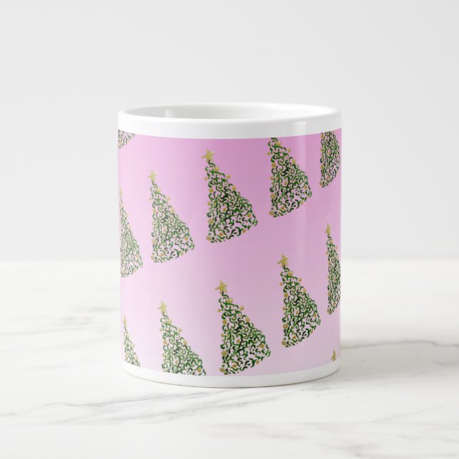 Caneca De Café Grande Mug de Especialidade de Padrões de Árvore de Natal (Frente)