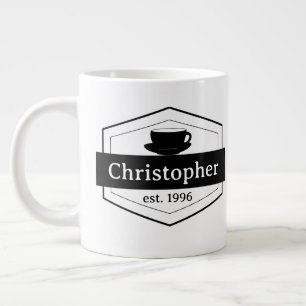 Caneca De Café Grande Mug de Especialidade de Rótulo Preto