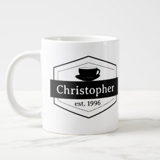 Caneca De Café Grande Mug de Especialidade de Rótulo Preto
