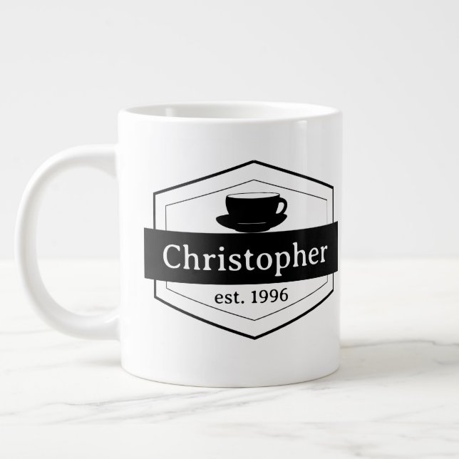 Caneca De Café Grande Mug de Especialidade de Rótulo Preto (Esquerda)