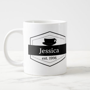 Caneca De Café Grande Mug de Especialidade de Rótulo Preto