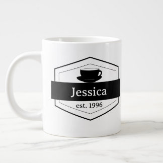 Caneca De Café Grande Mug de Especialidade de Rótulo Preto