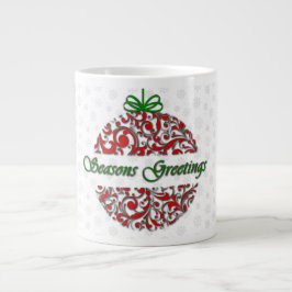 Caneca De Café Grande Mug de Feriado Barroco Vermelho e Verde Moderno