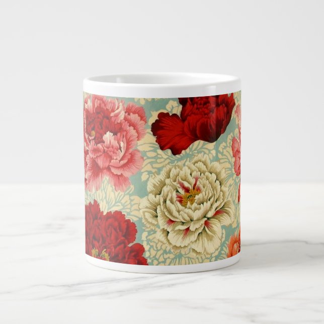 Caneca De Café Grande Mug do Tecido Philip Jacobs "Brocade Peony" (Frente)