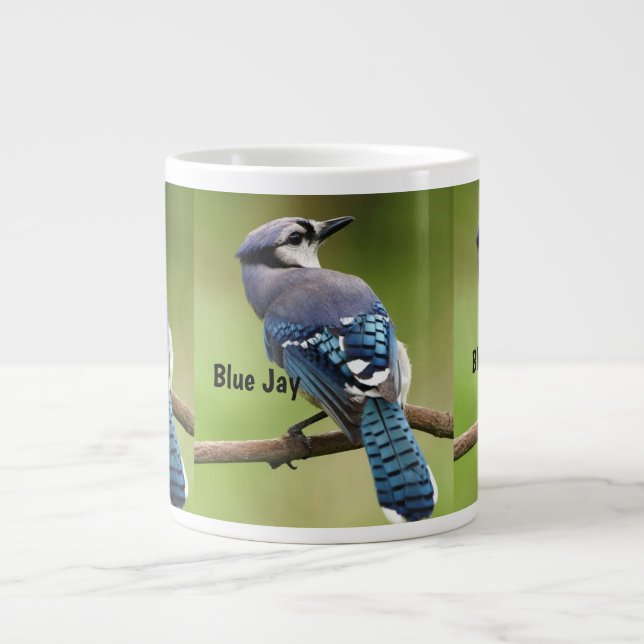 Caneca De Café Grande Mug Especialmente Com Belos Jays Azuis (Frente)