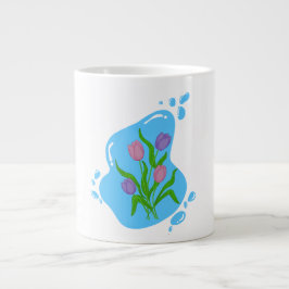 Caneca De Café Grande Mug flower design