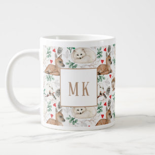 Caneca De Café Grande Mug gigante, animais florestais com monograma