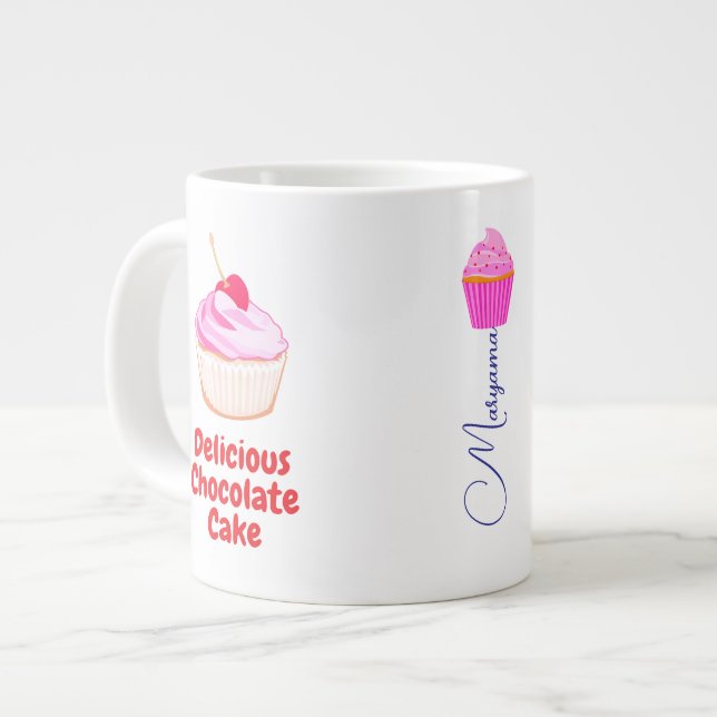 Caneca De Café Grande Mug grande de micro-ondas para Cupcakes de chocola (Frente Esquerda)