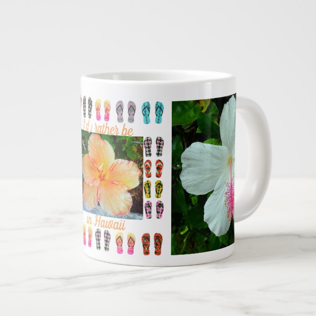 Caneca De Café Grande Mug, Jumbo 20 oz, Havaí Hibiscus Tapeçaria (Frente Esquerda)