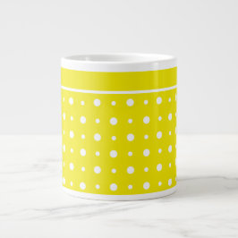 Caneca De Café Grande Mug Jumbo Amarelo-limão, Bolinhas brancas