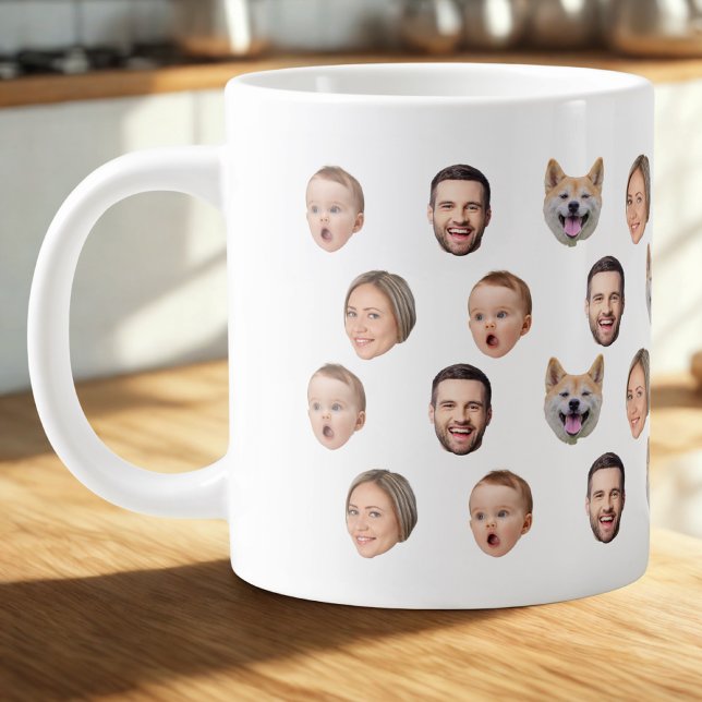 Caneca De Café Grande Mug Personalizado Da Família Fotográfica, 4 Fotogr (Criador carregado)