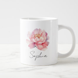 Caneca De Café Grande Mug personnalisé Pivoine Aquarelle Rose 