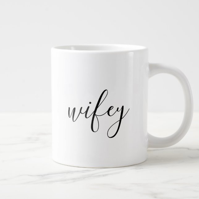 Caneca De Café Grande Mug - Preto para wifey (Direita)