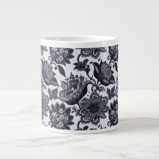Caneca De Café Grande Mug Specialty com design floral preto