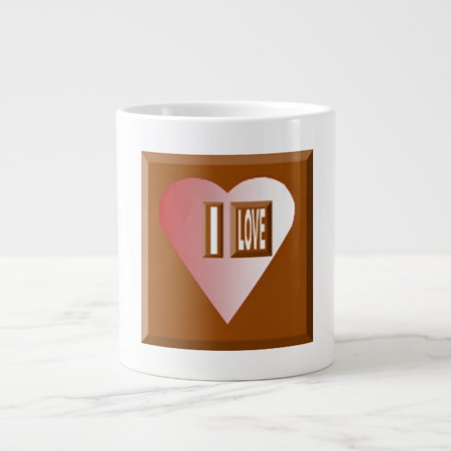 Caneca De Café Grande Mug Specialty  Jumbo blanche  I LOVE CHOCOLAT (Frente)