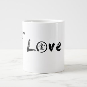 Caneca De Café Grande Mugs de amor com kanji preto