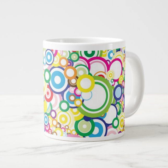 Caneca De Café Grande Muitos círculos vívidos (Frente Esquerda)