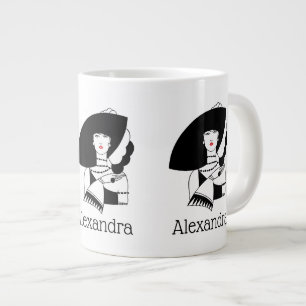 Caneca De Café Grande Mulher Art Déco de Grande Chapéu Luvas RL