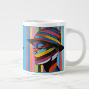 Caneca De Café Grande Mulher com Chapéu Colorido 3 silhueta marcante