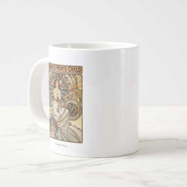 Caneca De Café Grande Mulher com Penas - Poster de viagens Ferroviário P (Frente Esquerda)