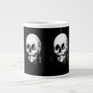 Caneca De Café Grande Mulher com Reflexão do Crânio Halloween Espelhada