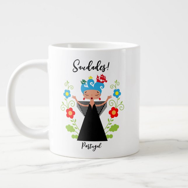 Caneca De Café Grande Mulher fada cantora de caravela portuguesa (Esquerda)