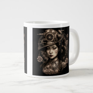 Caneca De Café Grande Mulher Steampunk Asiática Jumbo Mug