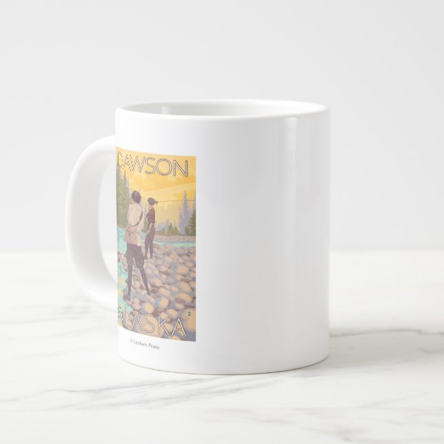 Caneca De Café Grande Mulheres voam pescando - Dawson, Alasca (Frente Esquerda)