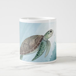 Caneca De Café Grande Mundo submarino com tartaruga