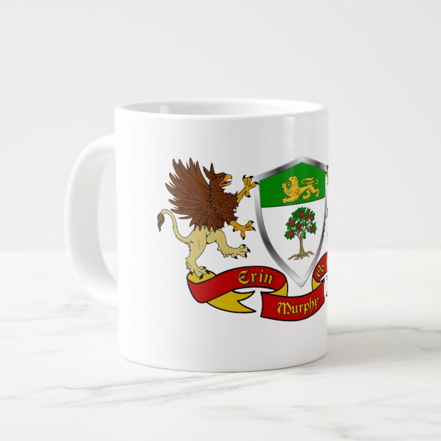 Caneca De Café Grande Murphy, Casaco do Escudo de Armas Jumbo Mug (Frente Esquerda)
