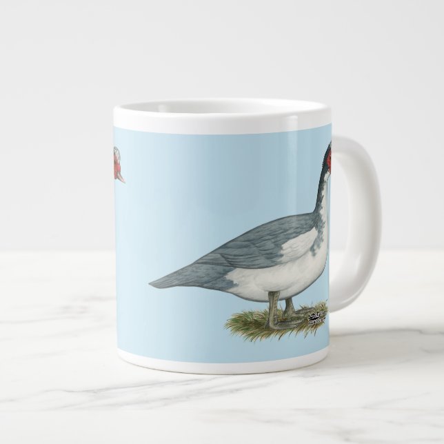 Caneca De Café Grande Muscovy Blue Pied Drake (Frente Esquerda)