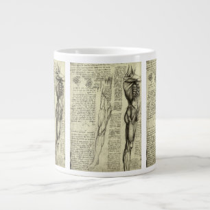 Caneca De Café Grande Músculos masculinos da Anatomia Humana de Leonardo