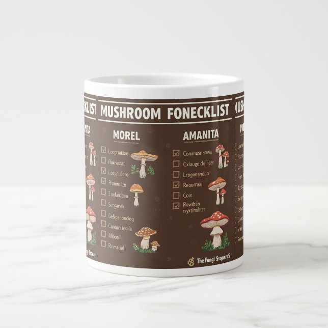 Caneca De Café Grande Mushroom Foraging Checklist Mug (Frente)