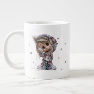 Caneca De Café Grande Música Personalizada de Rockstar Menino Fofo