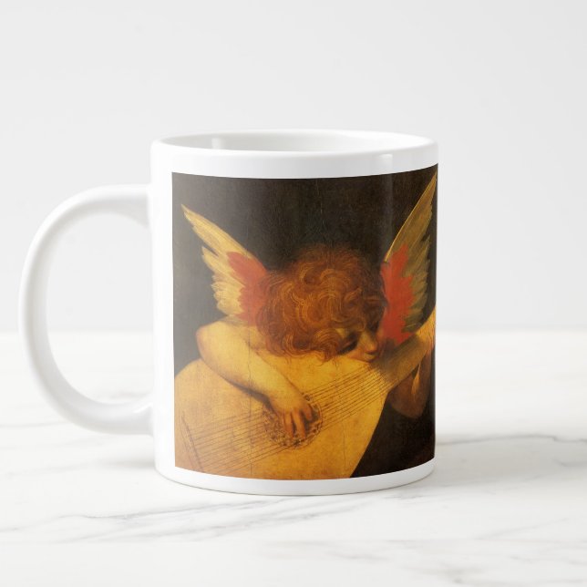 Caneca De Café Grande Músico Anjo Tocando Alaúde por Rosso Fiorentino (Esquerda)