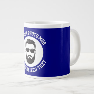Caneca De Café Grande My Face on a NAVY BLUE Custom Giant Mug