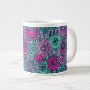 Caneca De Café Grande Na moda brilhante padrão de flores lindas