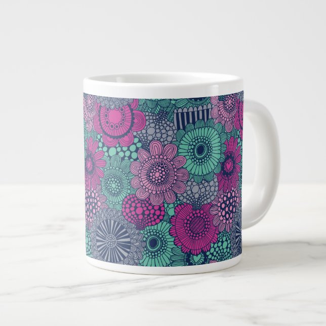 Caneca De Café Grande Na moda brilhante padrão de flores lindas (Frente Esquerda)