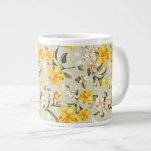 Caneca De Café Grande Na moda lindo padrão floral brilhante