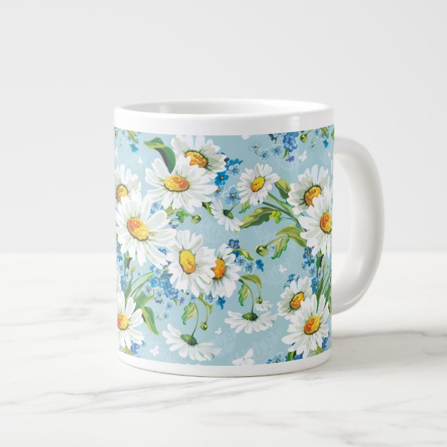 Caneca De Café Grande Na moda lindo padrão floral brilhante 2 (Frente Esquerda)