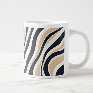 Caneca De Café Grande Na moda Neutro Beige E Abstrato de carvão