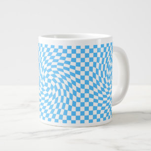 Caneca De Café Grande Na moda - Padrão Marcado Azul e Branco
