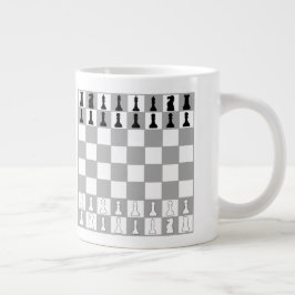 CANECA DE CAFÉ GRANDE NA MODA PRETO E CONJUNTO BRANCO DE XADREZ