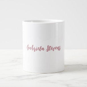 Caneca De Café Grande Na moda Rosa de Dourado Nome Branco