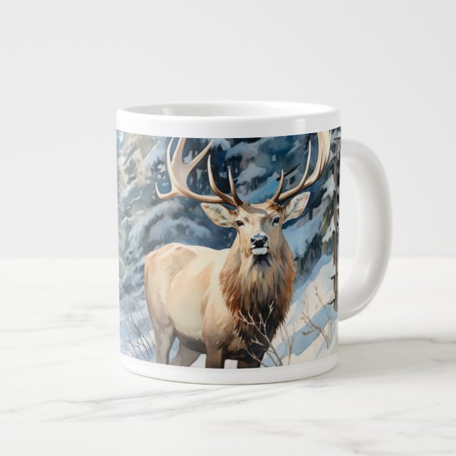 Caneca De Café Grande Na Natureza Selvagem: A Majestade do Elk (Frente Esquerda)