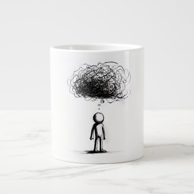 Caneca De Café Grande Na Nuvem Pensada (Frente)
